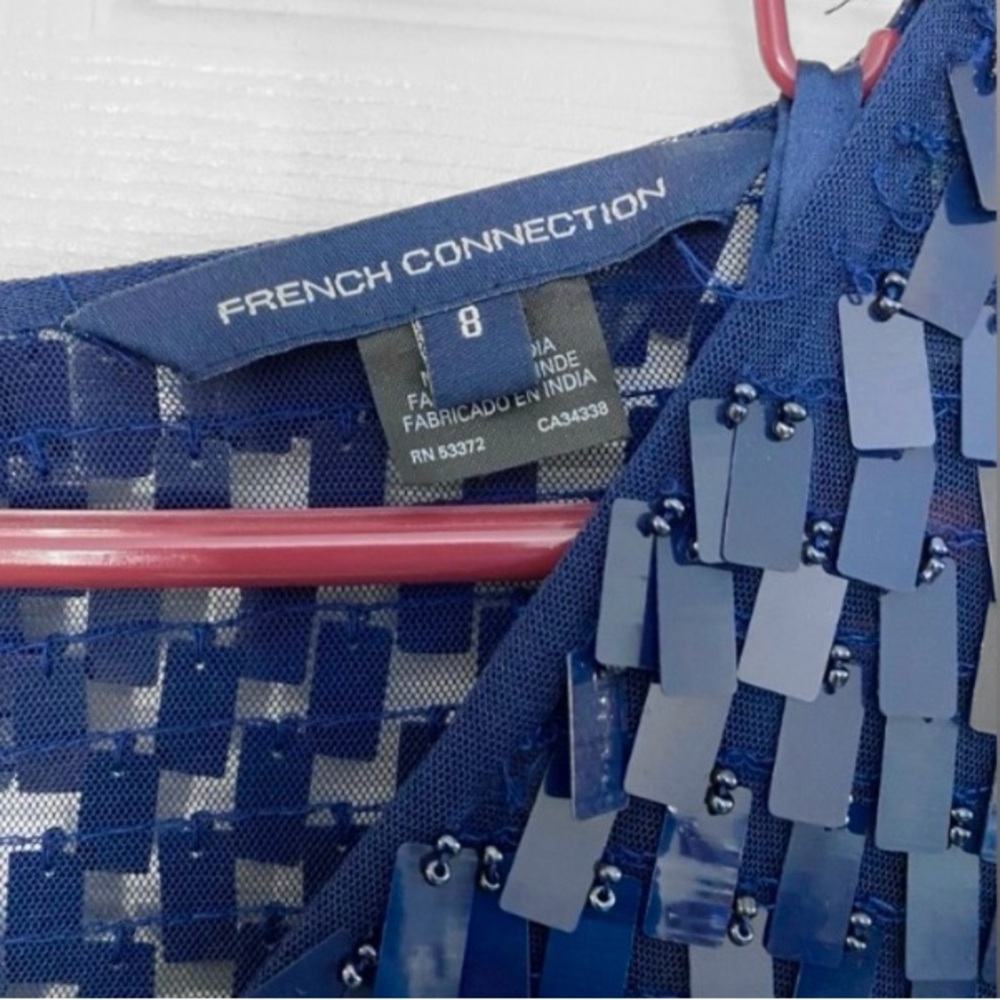 NWOT - French Connection Navy Sequin Long Sleeve Dress - Picture 3 of 4